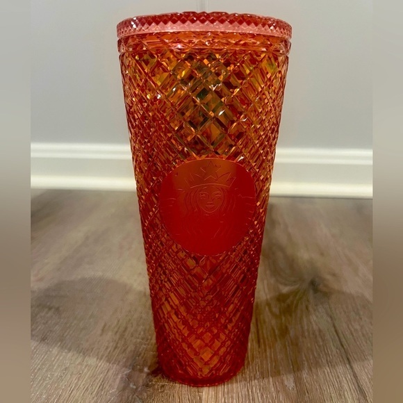 Starbucks 2021 Winter Holiday Jeweled Tumbler Cold 24oz Rose Gold Cup Christmas - Picture 1 of 5